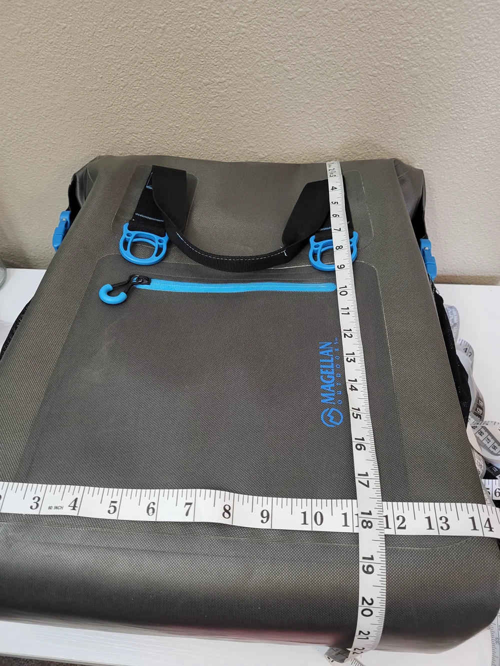 Magellan Outdoors Gray Waterproof Zip Top Backpack with Blue Accents